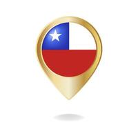 Chilean flag on golden pointer map, vector illustration eps.10