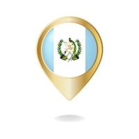 Guatemala flag on golden pointer map, Vector illustration eps.10