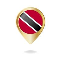 Trinidad flag on golden pointer map, Vector illustration eps.10