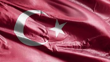 Turkey textile flag waving on the wind loop. Turkish banner swaying on the breeze. Fabric textile tissue. Full filling background. 10 seconds loop. video