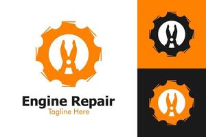 gráfico vectorial ilustrativo del logotipo de reparación del motor. perfecto para usar en una empresa de tecnología vector