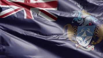 Tristan Da Cunha flag slow waving on the wind loop. Tristan Da Cunha banner smoothly swaying on the breeze. Full filling background. 20 seconds loop. video