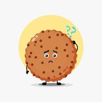 Cute chocolate cookie character confused vector