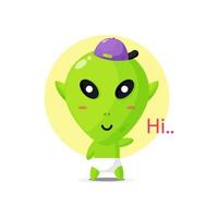Cute alien character wearing hat vector