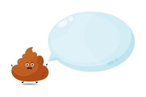 Cute poop character with bubble speech vector