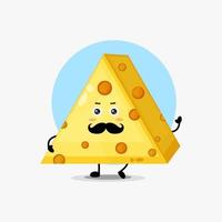 lindo personaje de queso con bigote vector