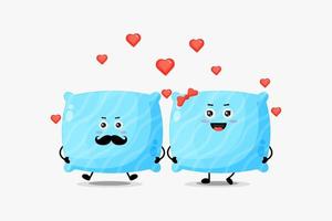 Cute pillow character fall in love vector