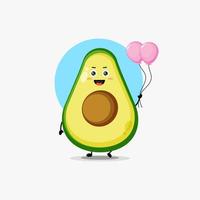 Illustration of cute avocado character carrying balloon vector