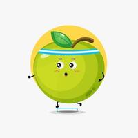 Funny green apple character running competition vector