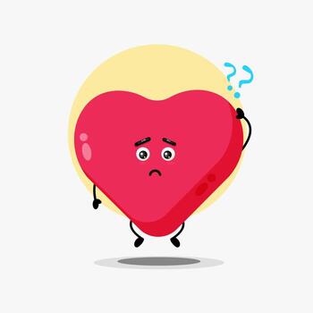 Cute love heart character confused vector