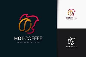 Hot coffee logo design with gradient vector