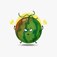 Cute watermelon character is angry vector