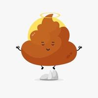 Illustration of cute poop character meditating vector
