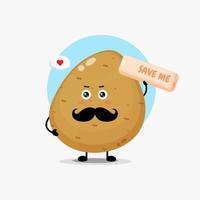 Cute potato character asking to be saved vector