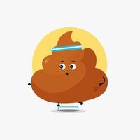 Funny poop character running competition vector