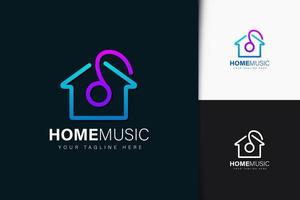 Home music logo design with gradient vector