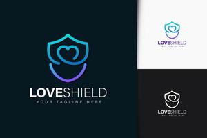Love shield logo design with gradient vector