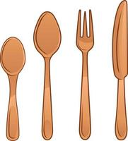 Cutlery Set Vector Brown