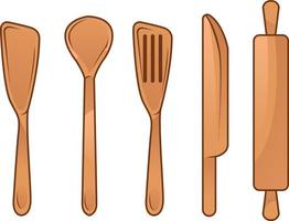 cutlery set vector brown five