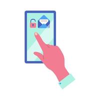 Two-factor authentication on smartphone. Password protect account with messages to mobile. vector