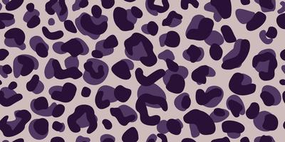 Leopard skin seamless pattern on purple background. Retro savannah animals in engraving style. vector