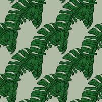 Banana leaves seamless pattern. Tropical branch in engraving style. vector