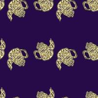 Vintage teapots seamless pattern. Background of teatime in hand drawn style. vector