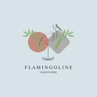 Flamingo logo line style template design for brand or company and other vector