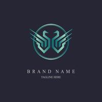 swan goose logo monogram template design vector for brand or company and other