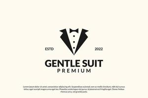 diseño de logotipo de traje suave de esmoquin vector