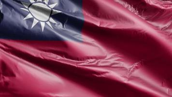 Taiwan vlag langzaam zwaaien op de wind-lus. Taiwanese banner die soepel zwaait op de bries. volledige vulling achtergrond. 20 seconden lus. video