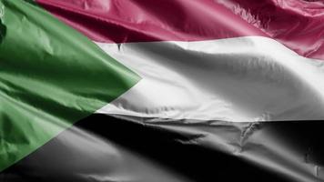 Sudan flag slow waving on the wind loop. Sudanese banner smoothly swaying on the breeze. Full filling background. 20 seconds loop. video