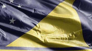 Tokelau textile flag waving on the wind loop. Tokelau banner swaying on the breeze. Fabric textile tissue. Full filling background. 10 seconds loop. video