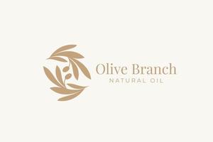 Olive branch logo and badge design vector template