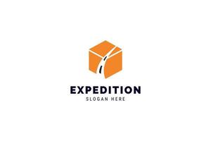 vector de diseño de logotipo de envío de expedición de caja rápida