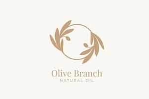 Olive branch logo and badge design vector template