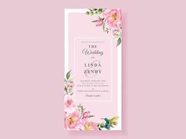 Soft pink flower wedding invitation card vector