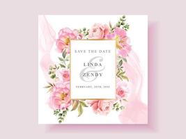 Soft pink flower wedding invitation card vector