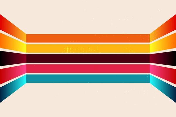 Retro abstract background vector, vintage geometric stripes design, simple colorful lines classic grunge wallpaper