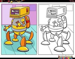 cartoon robot fantasy character coloring book page vector