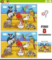 differences educational task with funny cartoon animals vector