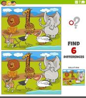 differences educational game with cartoon animals vector