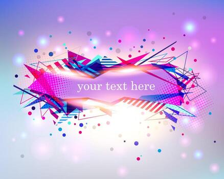 banner brillante de formas geométricas simples, plantilla vectorial. fondo claro original para inscripción, texto. fondo abstracto de partículas brillantes y objetos geométricos vector