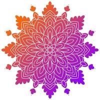 Colorful gradient flower mandala. Hand drawn decorative element. Ornamental round doodle floral element isolated on white background. vector