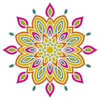 lindo colorido mandala. flor de garabato redonda ornamental aislada sobre fondo blanco. ornamento decorativo geométrico en estilo étnico oriental. vector