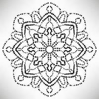 mandala de flores punteadas. elemento decorativo garabato redondo ornamental aislado sobre fondo blanco. elemento de círculo geométrico. vector