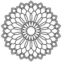 mandala de flores de contorno negro. elemento decorativo de época. flor de garabato redonda ornamental aislada sobre fondo blanco. elemento de círculo geométrico. vector