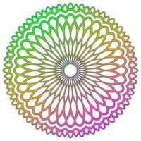 mandala de flores de degradado de colores. elemento decorativo dibujado a mano. elemento floral de fideos redondos ornamentales aislado sobre fondo blanco. vector