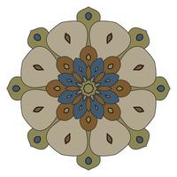 lindo colorido mandala. flor de garabato redonda ornamental aislada sobre fondo blanco. ornamento decorativo geométrico en estilo étnico oriental. vector