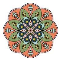 lindo colorido mandala. flor de garabato redonda ornamental aislada sobre fondo blanco. ornamento decorativo geométrico en estilo étnico oriental. vector